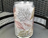 Fall Leaves Metallic Glass Can Rose Gold, Gold, Copper, Silver Fall Leaves Coffee Cup