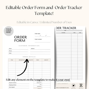 Order Template and Tracker Bundle, Purchase Order Form Template, Order Tracker, Printable Craft Order Form, Order Form For Small Business