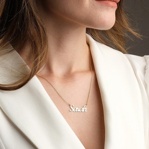14K Solid Gold Name Necklace, Personalized Name Necklace Gold, Gift For Her, Gold Initial Necklace, Christmas Gifts for Her, Gift For Mom