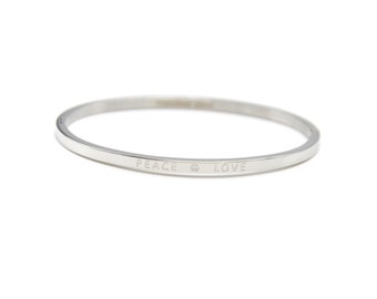 Bracelet Jonc Fin Acier avec Message Peace & Love