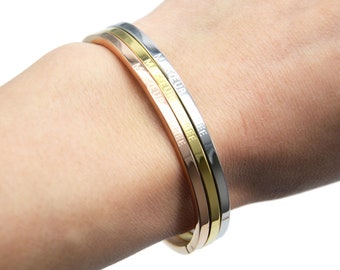 Thin Steel Bangle Bracelet with Message My Adored Sister