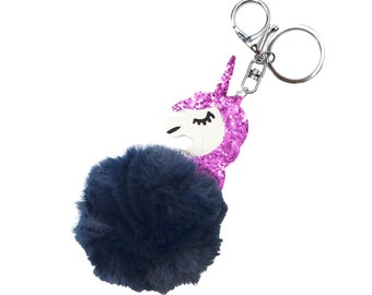 Porte-Clés / Bijou de Sac - Licorne ou Lapin Paillettes avec Pompon