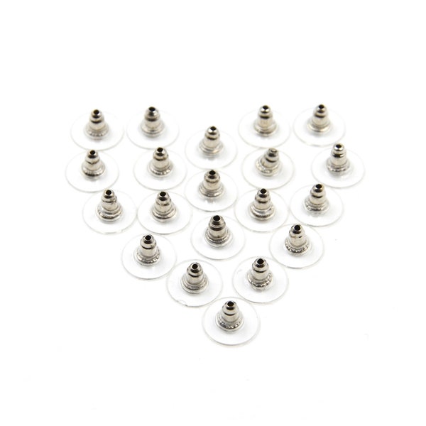 Fermoirs Stoppeurs Métal et Plastique pour Boucles d'Oreilles - Lot de 20 ou 50