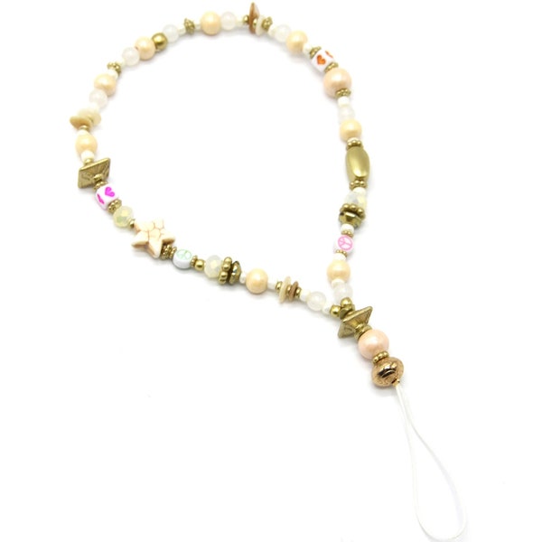 Kleine tragbare Schnur mit verschiedenen Anhängern, Steinen und farbigen Perlen
