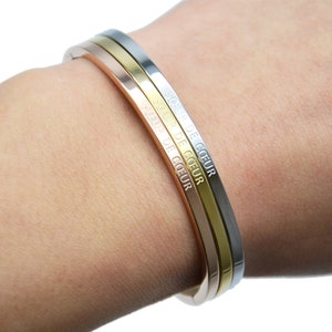 Thin Steel Bangle Bracelet with Sister of the Heart Message