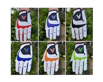 Golfhandschoen heren: linkerhandschoenen (set van 6) cabretta-leer of all-weather, golfer rechts