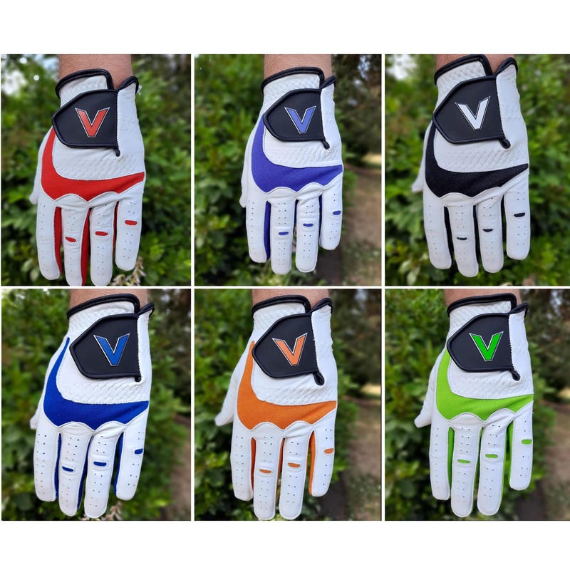 6 Golf Gloves Leather or All Weather Men&#39;s Full Cabretta Leather or All Weather in 6 different vibrant colours for RIGHT HAND GOLFERS Only