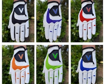 3 gants de golf pour hommes en cuir, couleurs mélangées aléatoires (3 différents de 6 disponibles, tous au hasard) Gants LH cadeau pour droitiers