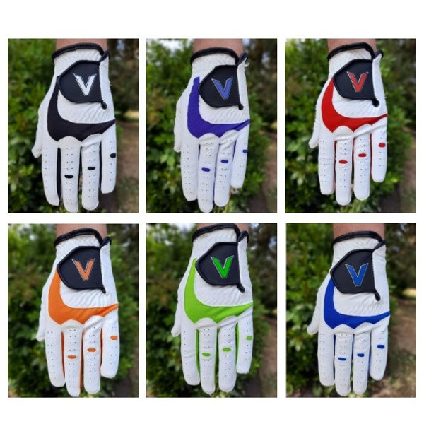 3 Golf Gloves Men's Leather Random Mixed Colours (3 different from 6 available, all random) LH Gloves Gift for Right Handed Players