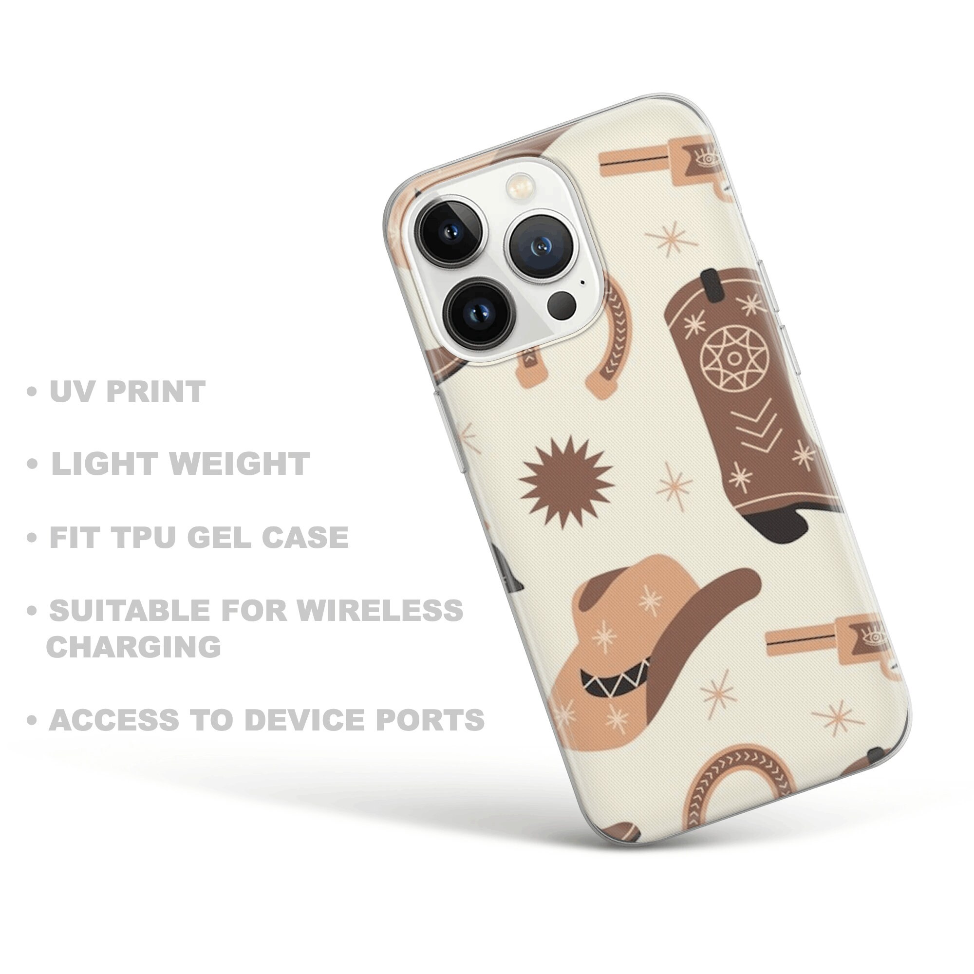 Custodia IPhone 16 Pro Stile Boho Western Cowboy - Cover Antiurto In TPU Con Airbag