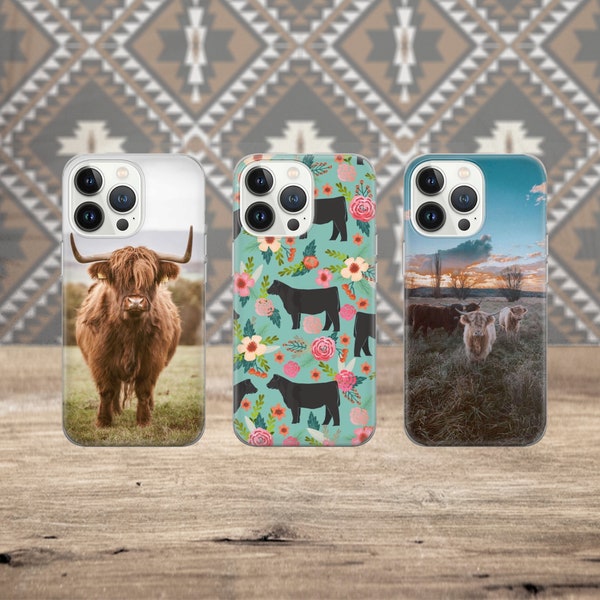 Cattle Phone Case Bovine Cover for  iPhone 15 14 13 12 11 SE XR, Samsung Galaxy S24 S23 Fe S22 A54 A25 A15, Pixel 8A 8Pro 7A 6A