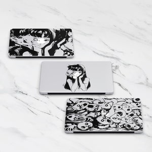 Anime MacBook Case Manga Laptop Cover, Scary Girl Schutzhülle, Zombies Print für MacBook M2 M1 Pro, Air 13 14 16 Zoll