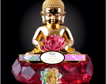 Bodhisattva  de guérison assise sur fleur Rubis  1roses Diamant 1 Rose Rubis 10 G