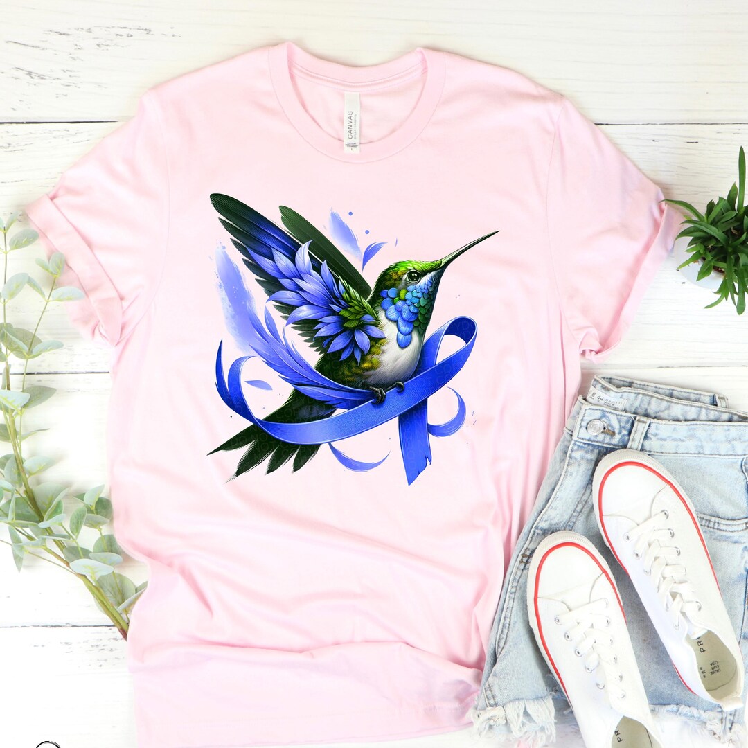 Hummingbird Awareness Ribbon | Blue | - Etsy