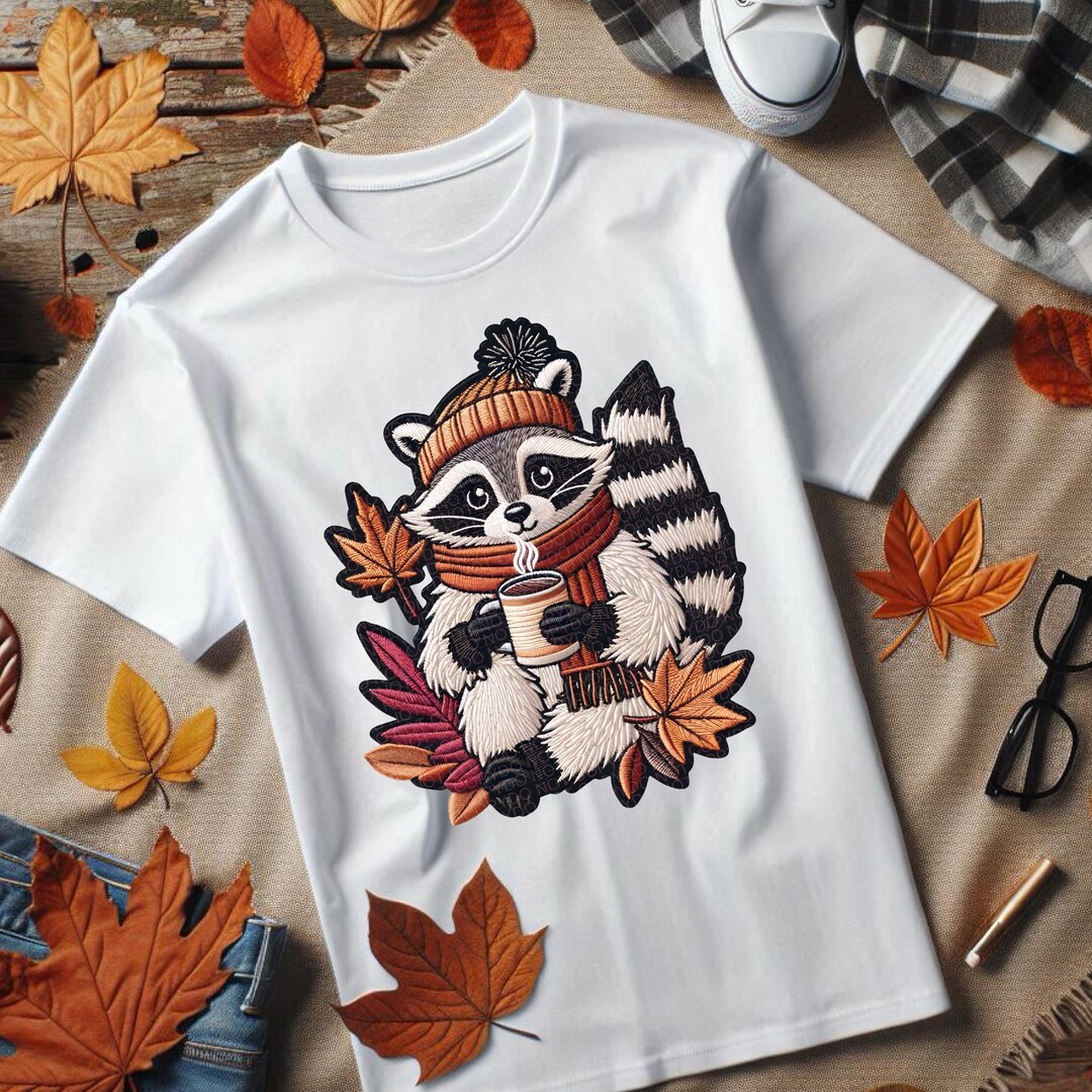 Cozy Fall Animal | Racoons | Faux Embroidery | SEMI EXCLUSIVE | - Etsy