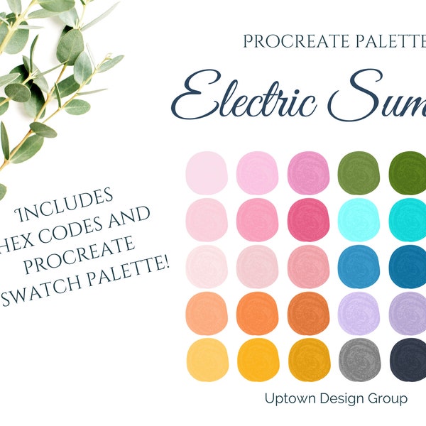 Instant Download Color Palette for Procreate, Illustration and Graphic Design | Personal and Commercial Use License | Electric Summer Colors