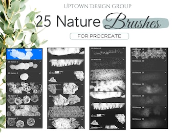 25 Procreate Nature art brush set for painting, sketching, drawing.  Amazing Nature and landscape brush bundle, Instant Download
