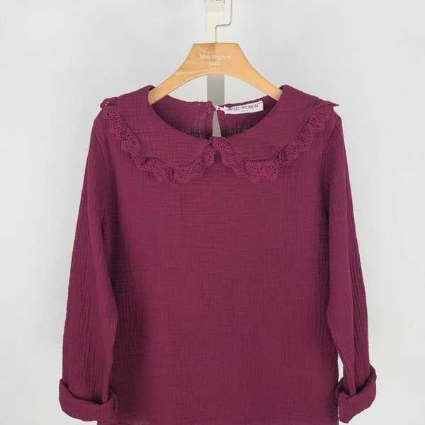 Blouse col Claudine en gaze de coton