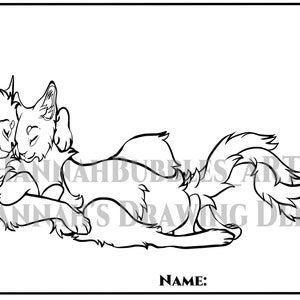 May include: A black and white line drawing of two cats cuddling together. The cat on the bottom has its tail curled around the other cat. The cats are both looking at each other.