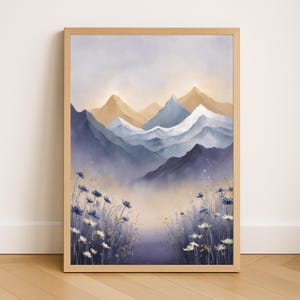 Digital Download Wall Art - Ethereal Mountain Landscape - Dreamy, Serene Nature Decor for Home or Office – Printable