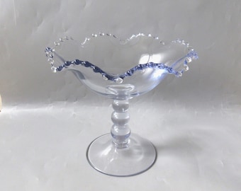 Imperial Glass Candlewick 10" Footed Compote Crimped Fruit Bowl Sun Tinted