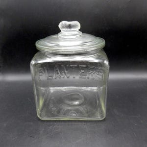 VTG Planters Peanuts Square Embossed Jar Peanut Knob Store Counter Advertising Dispenser