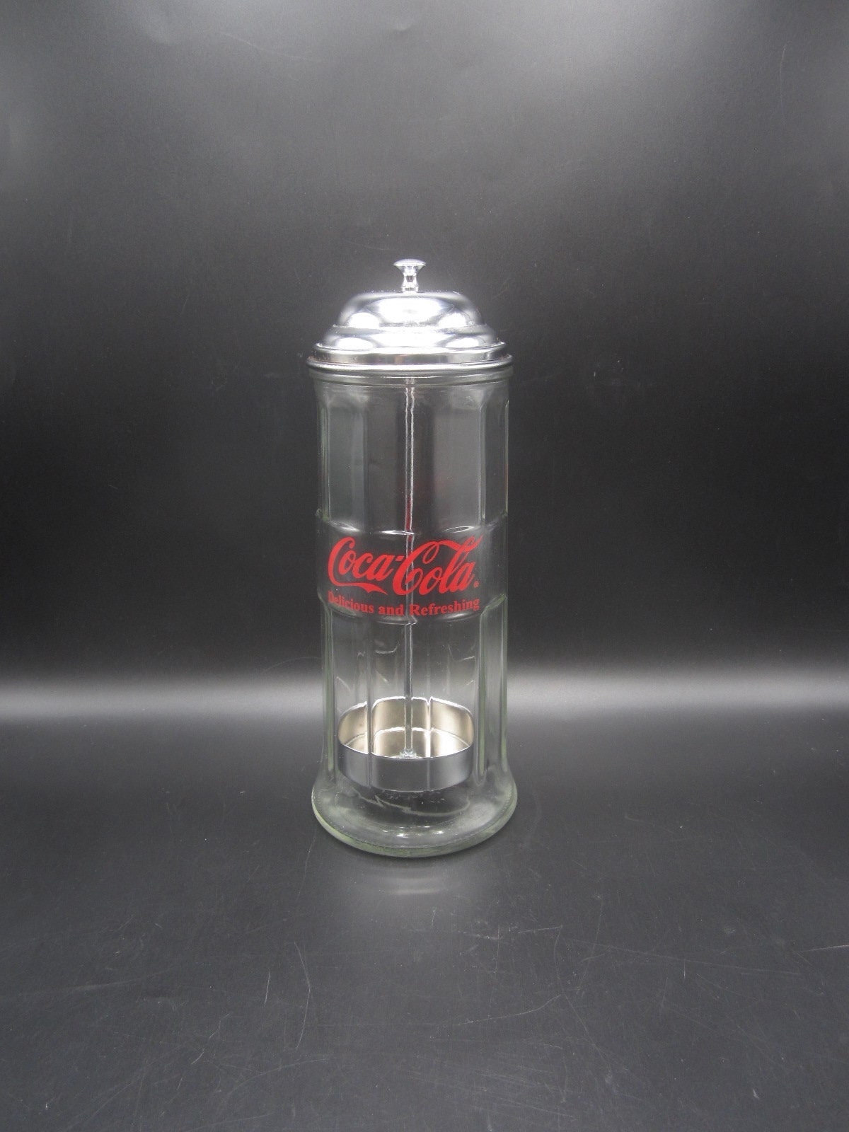 Coca Cola 5 cents Small Glass Straw Dispenser & Metal Top, 6, Holds 4  Straws