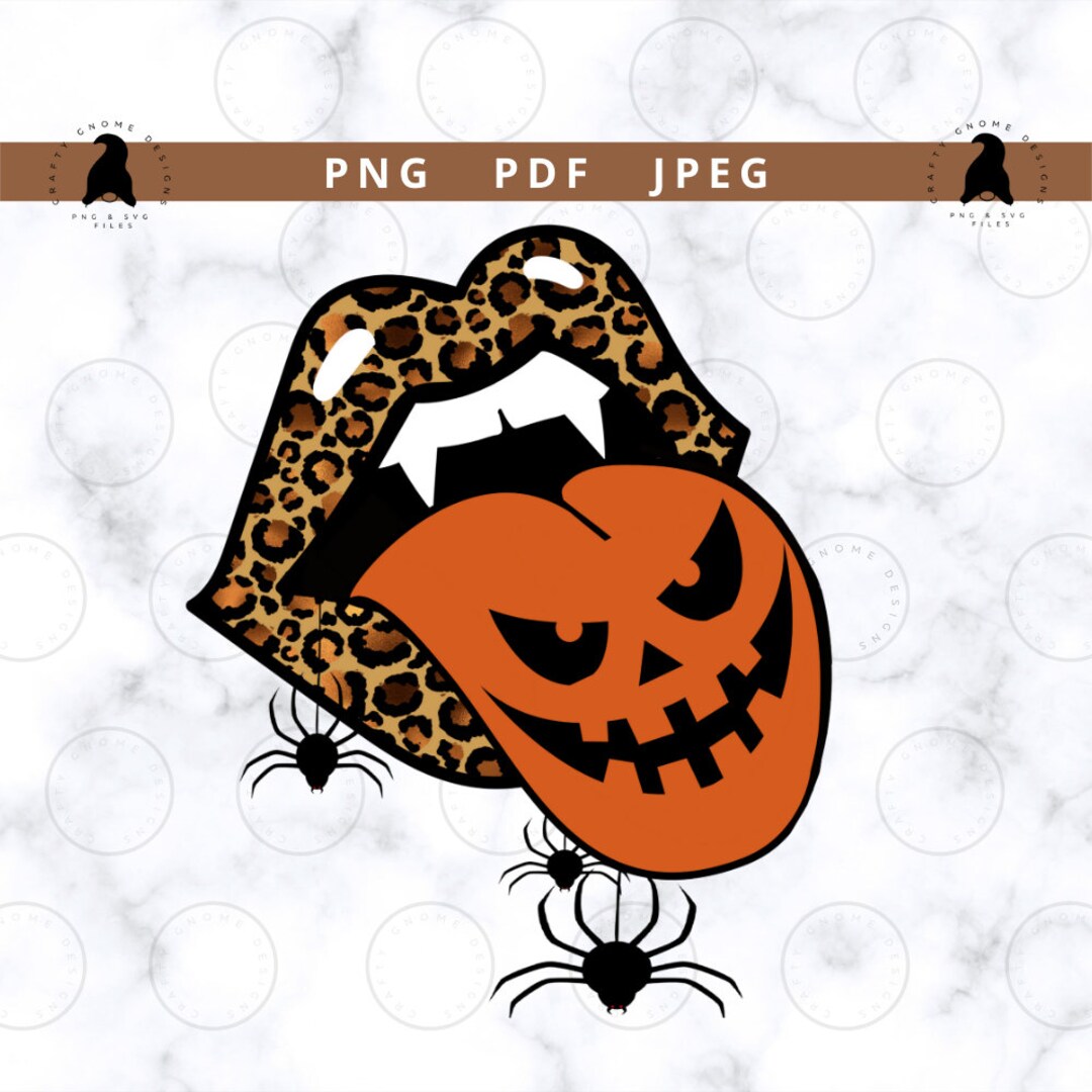 Pumpkin Lips Png Jpg Pdf Leopard Lips Png Pumpkin Tongue Png Halloween