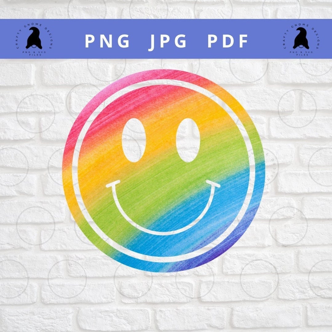 Rainbow Smiley Face PNG JPG PDF Retro Smiley Png Pink Rainbow - Etsy