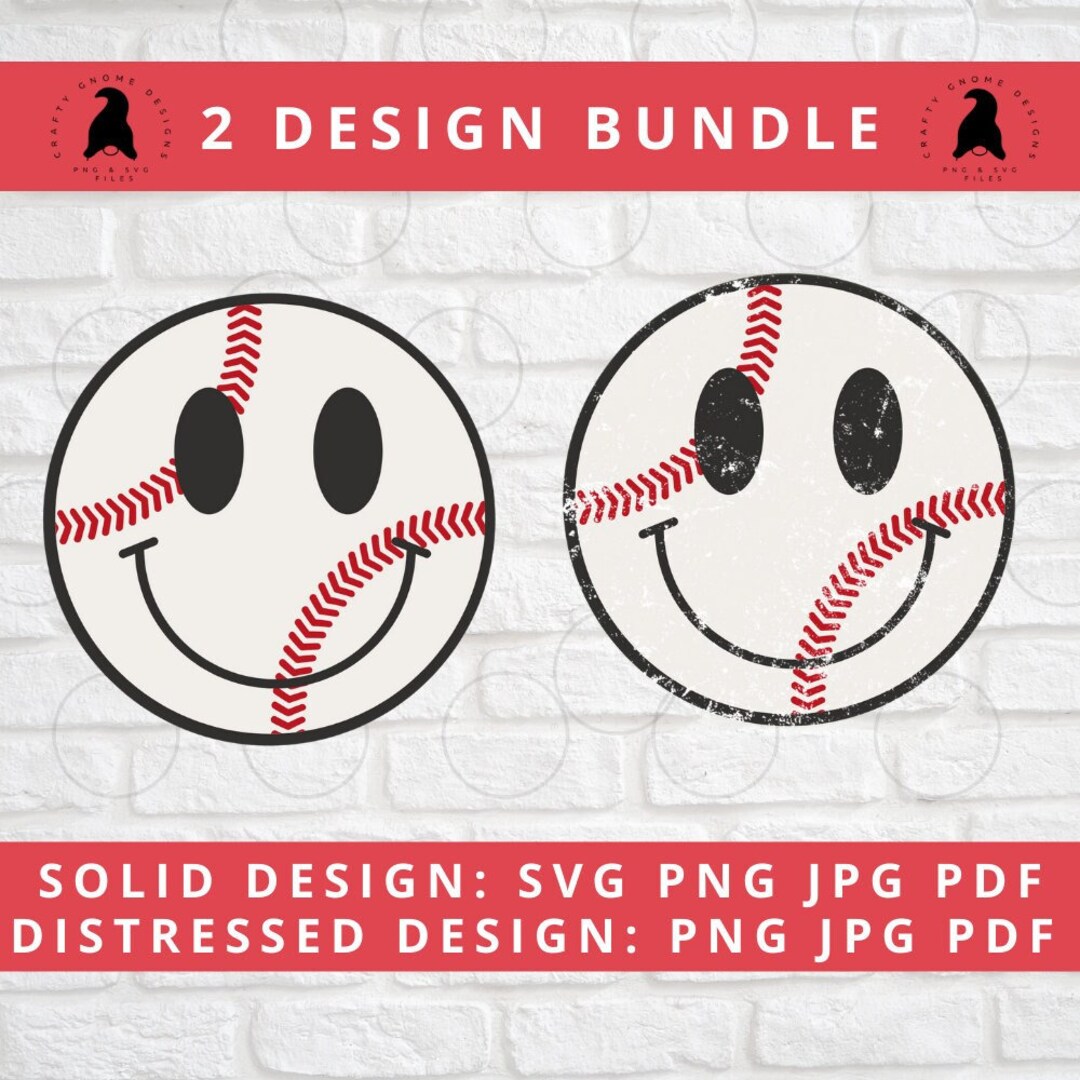 Baseball Smiley Face PNG JPG PDF Baseball Vibes Retro Smiley - Etsy