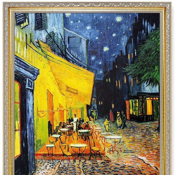 Vincent van Gogh's Café Terrace at Night (1888) famous painting. Digital Wallpaper.