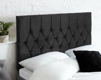 Chesterfield Diamond Cut Plush Velvet Headboard  - 24" Height - All Sizes & Colours