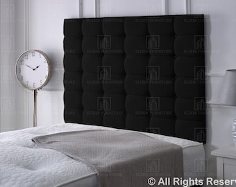 Headboard Chenille Fabric 36" Cubed Upholstered Bed - All Sizes & Colours