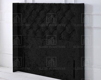 Chesterfield Winged Crush Velvet Floor Standing Headboard Matching Button - 50" Height - All Sizes & Colours