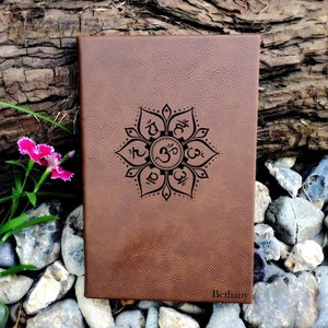 Personalized 7 Chakras Notebook Journal | Unique Leatherette Cover with Lined Pages Gift Yoga Spiritual Holistic Meditation Book