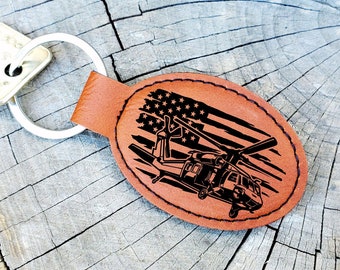 Personalized Black Hawk Keychain • Custom Military Keyring