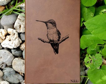 Personalized Hummingbird Journal | Unique Leatherette Cover with Lined Pages Nature Gift for Bird Lover
