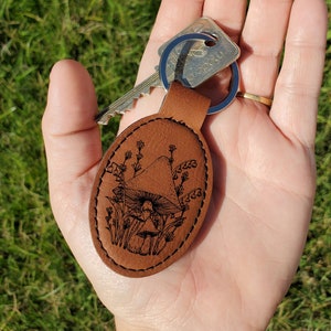 Personalized Mushroom Keychain • Custom Nature Keyring | Toadstool Leather Key chain