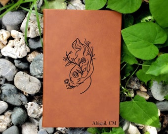 Personalized Pregnancy Notebook Journal | Unique Gift for Midwife Doula Labor and Delivery Nurse Obgyn | Leatherette Cover with Lined Pages