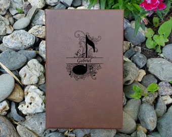 Personalized Music Notebook Journal | Unique Leatherette Cover with Lined Pages Gift Songwriting Book