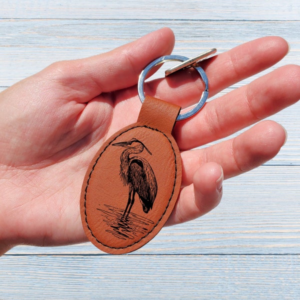 Personalized Heron Bird Keychain • Custom Birdwatcher Nature Keyring | Birdwatching