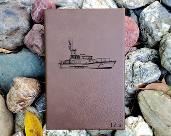 Personalized Coast Guard Journal | Unique US Military Deployment gift |  Leatherette Cover with Lined Pages