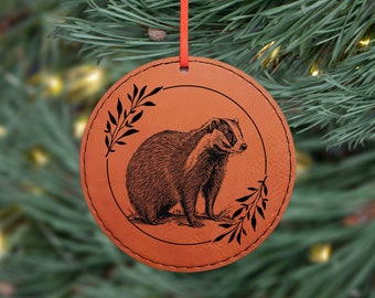 Personalized Badger Christmas Ornament - Woodland Animals Nature Lover