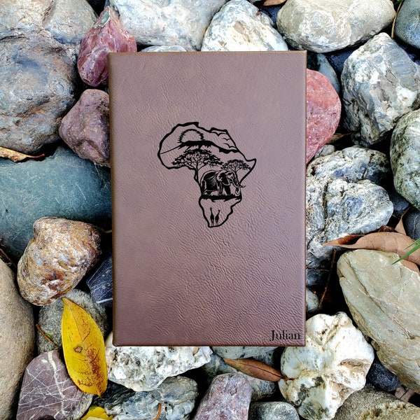 Personalized Africa Travel Journal | Unique Leatherette Cover Lined Pages | African Adventure Journal Bucket List Diary