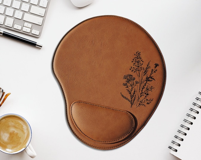 Wildflower Mouse Pad with Ergonomic Wrist Support for Office Desk. Personalized Gift for Him & Her Teacher