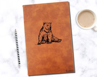 Personalized Bear Journal | Unique Leatherette Cover with Lined Pages Gift for Grizzly Bear Lover