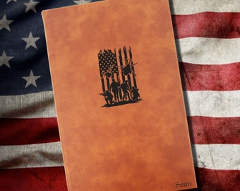 Personalized Military Journal | Unique US Military Deployment gift |  Leatherette Cover with Lined Pages | Combat Boots