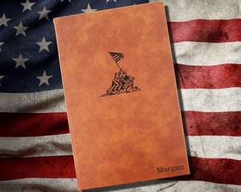 Personalized Military Journal | Unique US Military Deployment gift |  Leatherette Cover with Lined Pages | Combat Boots