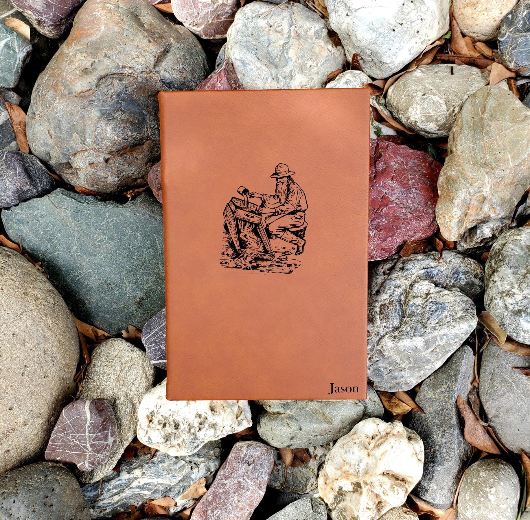 Personalized Gold Miner Notebook Journal | Unique Prospector Book Gift Leatherette Cover with Lined Pages