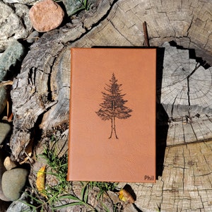 Personalized Evergreen Tree Notebook Journal | Unique Leatherette Cover ...
